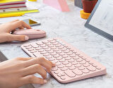 Full Hd Tablet 10.1" Uyumlu Kablosuz Bluetooth Pilli Klavye Mouse Seti - Pembe