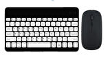 Apple iPad Air 2- iPad 6 9.7" Uyumlu Kablosuz Bluetooth Şarjlı Türkçe Q Klavye Mouse Seti - Siyah