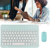 Vorcom S8 Classic 8" Uyumlu Kablosuz Bluetooth Şarjlı Türkçe Q Klavye Mouse Seti - Yeşil