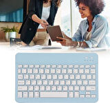 Huawei Mediapad T5 10.1" Uyumlu Kablosuz Bluetooth Şarj Edilebilir Türkçe Q Klavye - Mavi