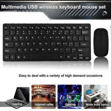 Alcatel 3T 10 10" Uyumlu Kablosuz Wireless Pilli Klavye Mouse Seti - Siyah