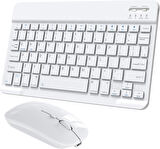 Philips M9 Plus 10.1" Uyumlu Kablosuz Bluetooth Şarjlı Klavye Şarjlı Mouse Seti - Beyaz
