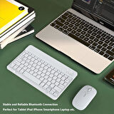 Philips M9 Plus 10.1" Uyumlu Kablosuz Bluetooth Şarjlı Klavye Şarjlı Mouse Seti - Beyaz