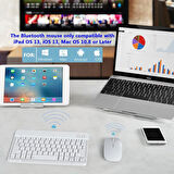 General Mobile E-Tab 20 10.1" Uyumlu Kablosuz Bluetooth Şarjlı Klavye Şarjlı Mouse Seti - Beyaz