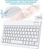 Hometech Alfa 1023 10.1" Uyumlu Kablosuz Bluetooth Şarjlı Klavye Şarjlı Mouse Seti - Beyaz