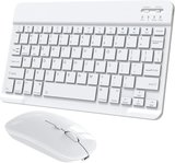 Samsung Galaxy Tab A9+ Plus X210 11" Uyumlu Kablosuz Bluetooth Şarjlı Klavye Şarjlı Mouse Seti - Beyaz