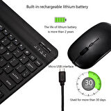 TCL Tab 10 FHD 10.1" Uyumlu Kablosuz Bluetooth Şarjlı Klavye ve Şarjlı Mouse Seti - Siyah