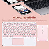 Full Hd Tablet 10.1" Uyumlu Kablosuz Bluetooth Şarjlı TouchPad'li Klavye Mouse Seti - Pembe