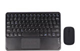 Poco Pad Tablet 12.1" Uyumlu Kablosuz Bluetooth Şarjlı TouchPad'li Klavye Mouse Seti - Siyah