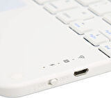 Hometech Alfa 8MG 8" Uyumlu Kablosuz Bluetooth Dahili Bataryalı Şarjlı TouchPad'li Klavye Mouse Seti - Beyaz
