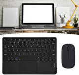 Apple iPad 6. Nesil 9.7" Uyumlu Kablosuz Bluetooth Şarjlı TouchPad'li Klavye Mouse Seti - Siyah
