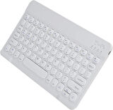 iXtech IX-1013 10.1" Uyumlu Kablosuz Bluetooth Şarj Edilebilir Yuvarlak Tuşlu Klavye - Beyaz