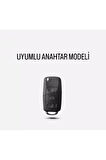 Skoda Superb 2009-2014 Parlak Sustalı Anahtar Kılıfı A+kalite Gri