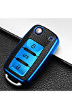 Vw Caddy Süperlüx Sustalı Anahtar Kılıfı A+ Kalite Mavi