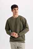 DeFacto Regular Fit Bisiklet Yaka Jakarlı Sweatshirt D5392AX24AUKH261