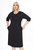 Cepli Kışlık Büyük Beden Antrasit Elbise 27B-2470