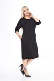 Cepli Kışlık Büyük Beden Antrasit Elbise 27B-2470