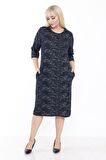 Büyük Beden Cepli Kışlık Esnek Elbise 27E-2233