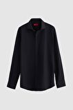 Slim Fit Siyah Italyan Yaka Dar Kesim Klasik Kravatlık Uzun Kollu Kolay Ütülenebilir Nefes 2HF02ORT4185