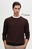 Ds Damat Regular Fit Kahverengi Tüylenme Yapmayan Bisiklet Yaka Triko Kazak 5HF06ORT12004