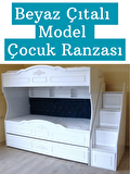 Çocuk Ranzası (Beyaz - Çıtalı Model) 