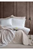 Apricitas HomeTimeless Prime Set Serene Bej Çift Kişilik Battaniyeli %100 Pamuk Nevresim Takımı