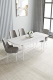 Loft Beyaz 80x132 Açılabilir Mdf Yemek Odası Takımı 4 Adet Sandalye