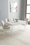 Loft Beyaz 80x132 Açılabilir Mdf Yemek Odası Takımı 4 Adet Sandalye
