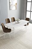 Loft Beyaz 80x132 Açılabilir Mdf Yemek Odası Takımı 4 Adet Sandalye