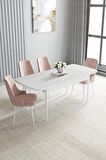 Loft Beyaz 80x132 Açılabilir Mdf Yemek Odası Takımı 4 Adet Sandalye