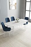 Loft Beyaz 80x132 Açılabilir Mdf Yemek Odası Takımı 4 Adet Sandalye