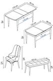 Loft Beyaz 80x132 Açılabilir Mdf Yemek Odası Takımı 4 Sandalye, 1 Bench