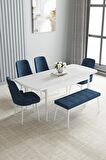 Loft Beyaz 80x132 Açılabilir Mdf Yemek Odası Takımı 4 Sandalye, 1 Bench