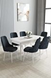 Loft Beyaz 80x132 Açılabilir Mdf Yemek Odası Takımı 6 Adet Sandalye