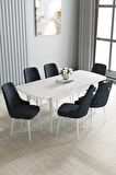 Loft Beyaz 80x132 Açılabilir Mdf Yemek Odası Takımı 6 Adet Sandalye