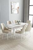 Loft Beyaz 80x132 Açılabilir Mdf Yemek Odası Takımı 6 Adet Sandalye