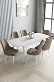 Loft Beyaz 80x132 Açılabilir Mdf Yemek Odası Takımı 6 Adet Sandalye