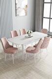 Loft Beyaz 80x132 Açılabilir Mdf Yemek Odası Takımı 6 Adet Sandalye