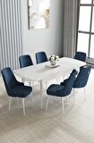 Loft Beyaz 80x132 Açılabilir Mdf Yemek Odası Takımı 6 Adet Sandalye