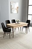 Loft Meşe Desen 80x132 Açılabilir Mdf Yemek Odası Takımı 4 Adet Sandalye