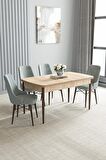 Loft Meşe Desen 80x132 Açılabilir Mdf Yemek Odası Takımı 4 Adet Sandalye