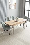 Loft Meşe Desen 80x132 Açılabilir Mdf Yemek Odası Takımı 4 Adet Sandalye