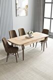 Loft Meşe Desen 80x132 Açılabilir Mdf Yemek Odası Takımı 4 Adet Sandalye
