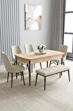 Loft Meşe Desen 80x132 Açılabilir Mdf Yemek Odası Takımı 4 Sandalye, 1 Bench
