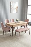 Loft Meşe Desen 80x132 Açılabilir Mdf Yemek Odası Takımı 4 Sandalye, 1 Bench