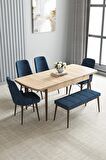 Loft Meşe Desen 80x132 Açılabilir Mdf Yemek Odası Takımı 4 Sandalye, 1 Bench