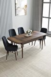 Loft Barok Desen 80x132 Açılabilir Mdf Yemek Odası Takımı 4 Adet Sandalye