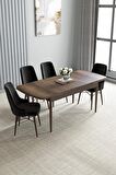 Loft Barok Desen 80x132 Açılabilir Mdf Yemek Odası Takımı 4 Adet Sandalye