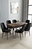 Loft Barok Desen 80x132 Açılabilir Mdf Yemek Odası Takımı 6 Adet Sandalye