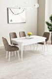 Mabel Beyaz 80x132 Açılabilir Mdf Yemek Odası Takımı 4 Adet Sandalye